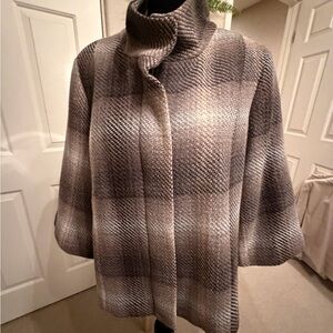 Mossimo Supply Co. Plaid Poncho in Gray and Cream